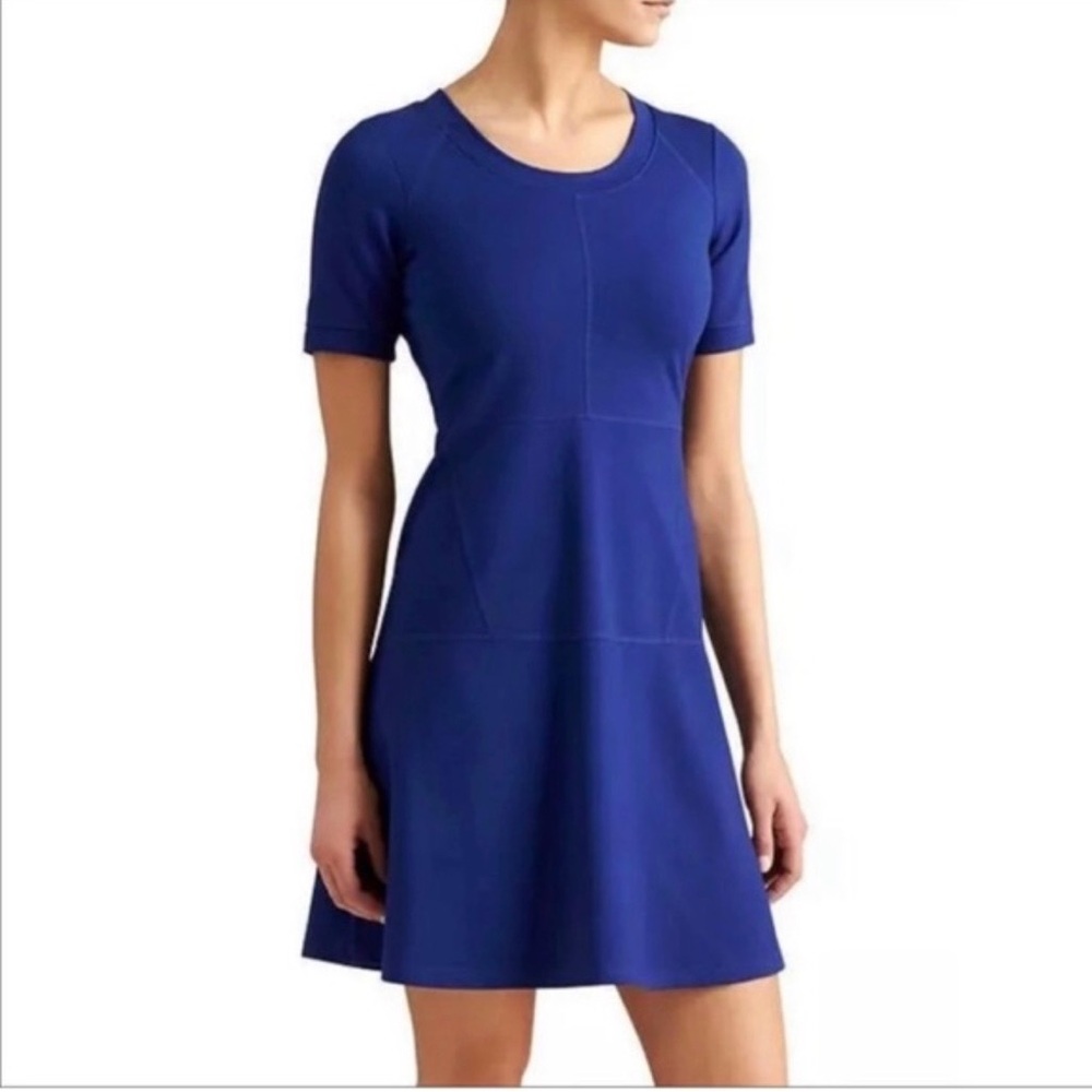 Athleta En Route Purple  Ponte Knit Fit & Flare Career Dress Size Small